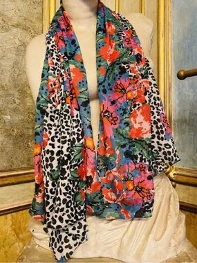 Antica Sartoria Leopard & Flowers 40X70 Sarong scarf NWT